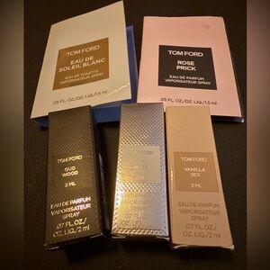 Tom Ford Fragrance Sample Set of 5 Vanilla Sex Rose Prick Oud Wood Soleil Neige